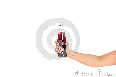 cropped shot of woman holding bottle of soda Stock Photo