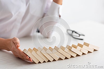 Cropped view of businesswoman holding falling Stock Photo