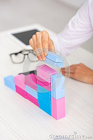 Cropped view of businesswoman making marketing Stock Photo