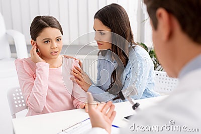 View of ent physician, and woman Stock Photo