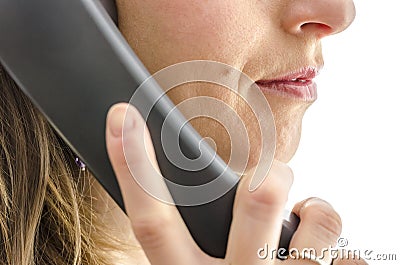 Cropped view of female call center employee Stock Photo