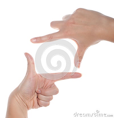 Cropped view of hands collaborating to a frame Stock Photo