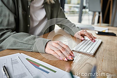 cropped view of hands with nail Stock Photo