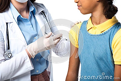 Cropped view of pediatrician doing vaccine Stock Photo