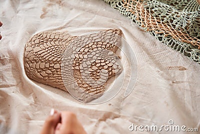Texture with interesting pattern at the future dish after imprinting at it napkin Stock Photo