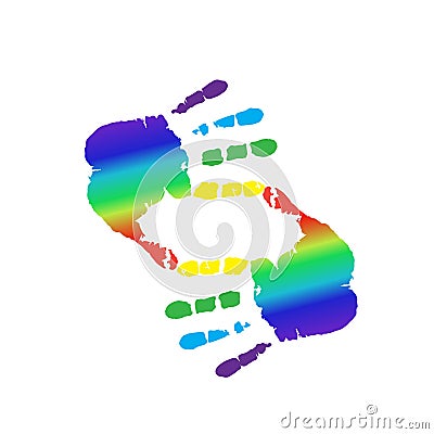 Cropping symbol made of multicolored hands and space for text Vector Illustration