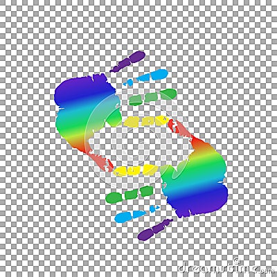 cropping symbol made of rainbow hands and copy space Vector Illustration