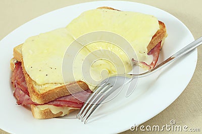Croque monsieur at an angle Stock Photo