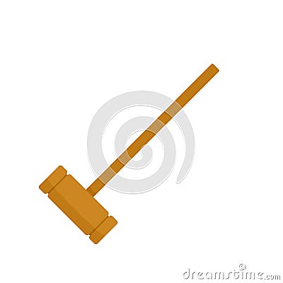 Croquet wood mallet icon, flat style Vector Illustration