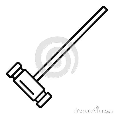 Croquet wood mallet icon, outline style Vector Illustration