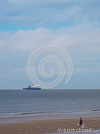 Scene at Crosby beach in north Liverpool UK Editorial Stock Photo