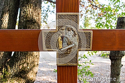 Cross on Apparition hill Stock Photo