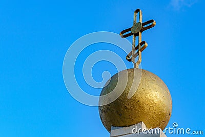 Cross as a religious symbol of Christianity. Religious sign of faith. Background with copy space Stock Photo