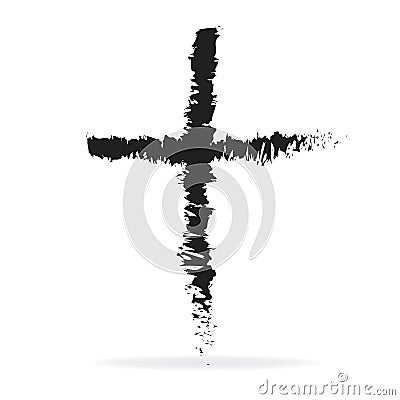 Cross of Ashes Christian religion symbol in grunge style Vector Illustration