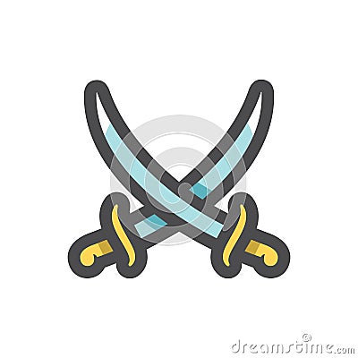 Cross of Asian Swords Vector icon Cartoon illustration. Vector Illustration