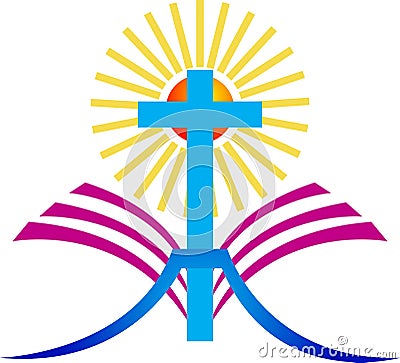 Cross with bible Vector Illustration