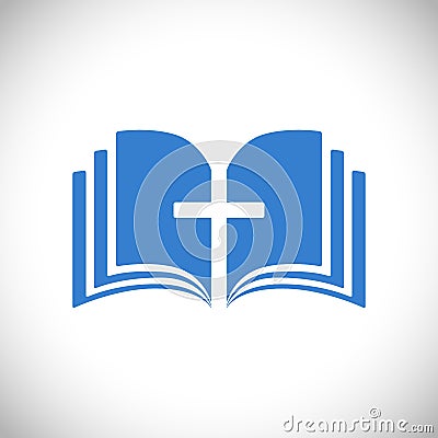 Cross, book, pages blue icon concept. Vector Illustration