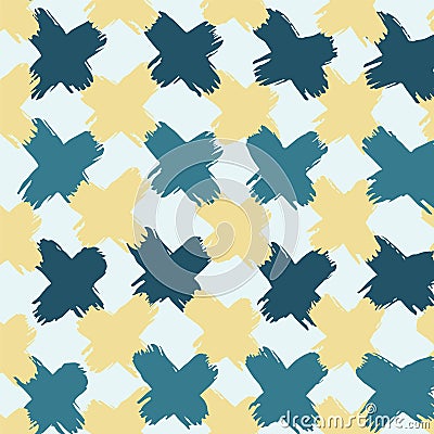 Cross brush symbol vintage tropical green colour pattern seamless Vector Illustration