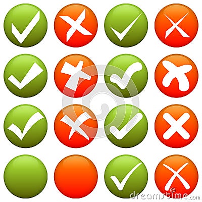 cross and check mark collection Vector Illustration