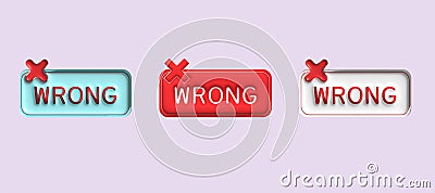 cross check mark icon button and no or wrong symbol on reject cancel sign button . rendering 3D Stock Photo