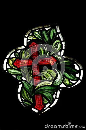 The cross of Christianity (stained glass) Stock Photo