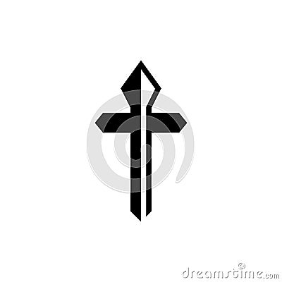 Cross church spear weapon simple logo Vector Illustration