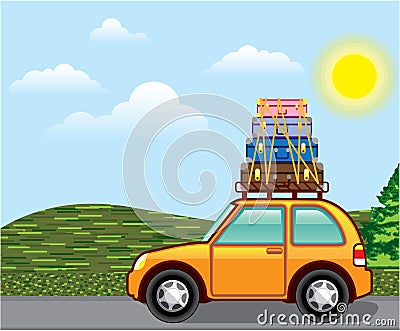 Cross Country Hippy Travel Vector Vector Illustration