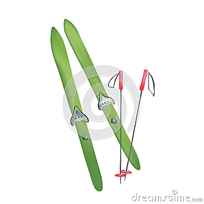 Cross country old fashioned skis Vector Illustration