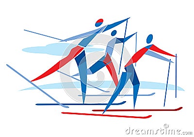 Cross country skiers Vector Illustration