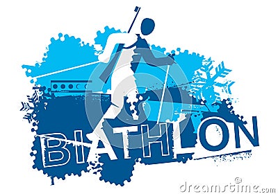 Cross country skiing Biathlon racer. Vector Illustration