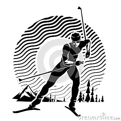 Cross-country skiing Vector Illustration