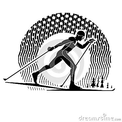 Cross-country skiing. Vector Illustration