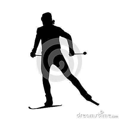 Cross country skiing vector silhouette Vector Illustration
