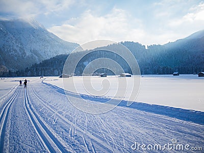 Cross-country skiing in winter, Oberstdorf, Allgau, Germany Stock Photo
