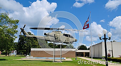 Cross County Veterans Memorial with Helicopter, Wynne, Arkansas Editorial Stock Photo