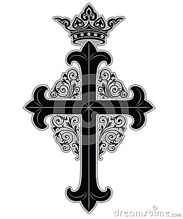 Cross with crown Vector Illustration