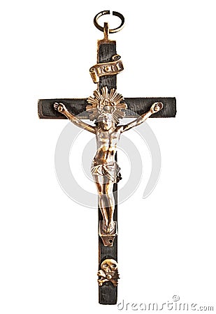 Cross with crucified Jesus Christ Stock Photo