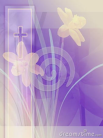 Cross and Daffodils Stock Photo