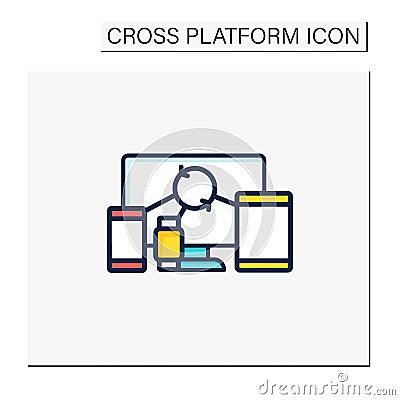Cross device syncing color icon Vector Illustration
