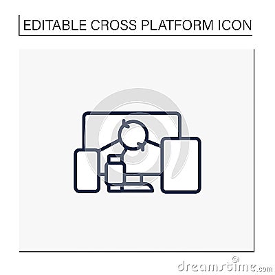 Cross device syncing line icon Vector Illustration