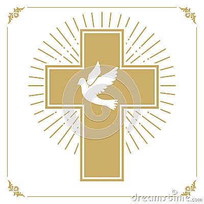 Cross with the dove. Vector Illustration