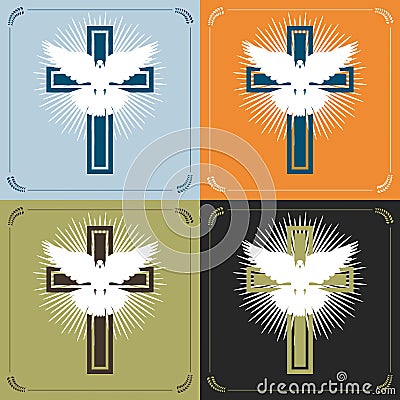 Cross and dove Vector Illustration