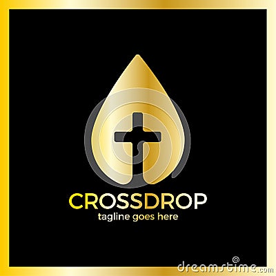 Cross Drop Logo - Christ Blood Logotype. Stock Photo