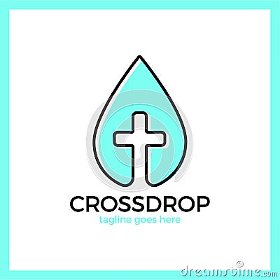 Cross Drop Logo - Christ Blood Logotype. Stock Photo