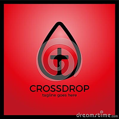 Cross Drop Logo - Christ Blood Logotype. Stock Photo