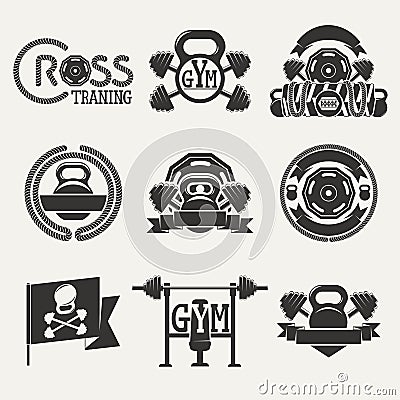 Cross Fitness and GYM logo Vector Illustration