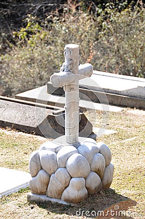 Cross Headstone Cemetery of the Church of St. John in the Wilderness Himalaya Mountains India Stock Photo