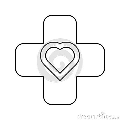 cross and heart sign icon. Element of cyber security for mobile concept and web apps icon. Thin line icon for website design and Stock Photo