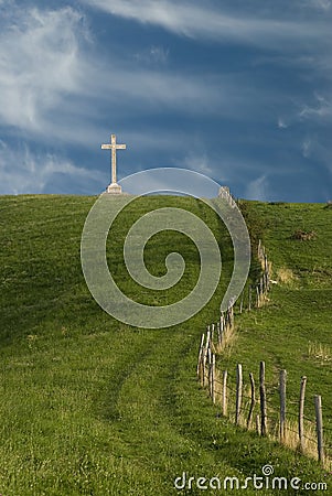 Cross on the hill Stock Photo