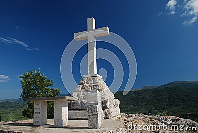 Cross on the hill above Stari Grad Stock Photo